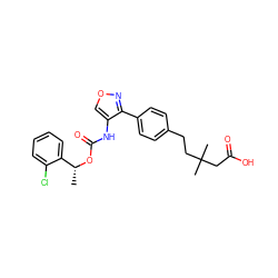 C[C@@H](OC(=O)Nc1conc1-c1ccc(CCC(C)(C)CC(=O)O)cc1)c1ccccc1Cl ZINC000028903637