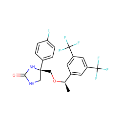 C[C@@H](OC[C@@]1(c2ccc(F)cc2)CNC(=O)N1)c1cc(C(F)(F)F)cc(C(F)(F)F)c1 ZINC000028570635