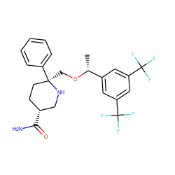 C[C@@H](OC[C@@]1(c2ccccc2)CC[C@@H](C(N)=O)CN1)c1cc(C(F)(F)F)cc(C(F)(F)F)c1 ZINC000038390356