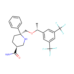 C[C@@H](OC[C@@]1(c2ccccc2)CC[C@H](C(N)=O)CN1)c1cc(C(F)(F)F)cc(C(F)(F)F)c1 ZINC000038390355