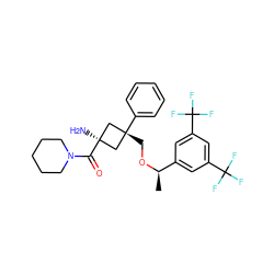 C[C@@H](OC[C@]1(c2ccccc2)C[C@](N)(C(=O)N2CCCCC2)C1)c1cc(C(F)(F)F)cc(C(F)(F)F)c1 ZINC000101086381