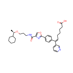 C[C@@H](OCCCNC(=O)c1coc(-c2ccc(/C(=C\CCCCC(=O)O)c3cccnc3)cc2)n1)C1CCCCC1 ZINC000027625696