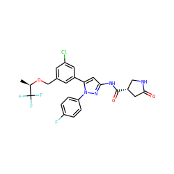 C[C@@H](OCc1cc(Cl)cc(-c2cc(NC(=O)[C@@H]3CNC(=O)C3)nn2-c2ccc(F)cc2)c1)C(F)(F)F ZINC000169707171