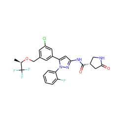 C[C@@H](OCc1cc(Cl)cc(-c2cc(NC(=O)[C@@H]3CNC(=O)C3)nn2-c2ccccc2F)c1)C(F)(F)F ZINC000169707458