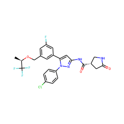 C[C@@H](OCc1cc(F)cc(-c2cc(NC(=O)[C@@H]3CNC(=O)C3)nn2-c2ccc(Cl)cc2)c1)C(F)(F)F ZINC000143688311