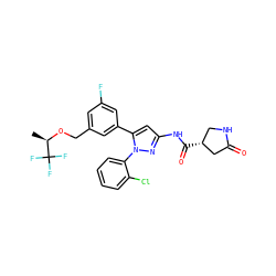 C[C@@H](OCc1cc(F)cc(-c2cc(NC(=O)[C@@H]3CNC(=O)C3)nn2-c2ccccc2Cl)c1)C(F)(F)F ZINC000169707416