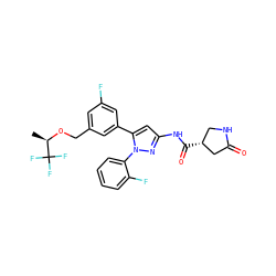 C[C@@H](OCc1cc(F)cc(-c2cc(NC(=O)[C@@H]3CNC(=O)C3)nn2-c2ccccc2F)c1)C(F)(F)F ZINC000143688747