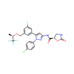 C[C@@H](OCc1cc(F)cc(-c2cc(NC(=O)[C@H]3CNC(=O)O3)nn2-c2ccc(Cl)cc2)c1)C(F)(F)F ZINC000169707451