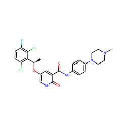 C[C@@H](Oc1c[nH]c(=O)c(C(=O)Nc2ccc(N3CCN(C)CC3)cc2)c1)c1c(Cl)ccc(F)c1Cl ZINC000096258159