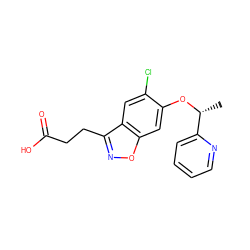 C[C@@H](Oc1cc2onc(CCC(=O)O)c2cc1Cl)c1ccccn1 ZINC001772644623