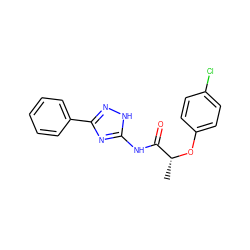 C[C@@H](Oc1ccc(Cl)cc1)C(=O)Nc1nc(-c2ccccc2)n[nH]1 ZINC000025157939