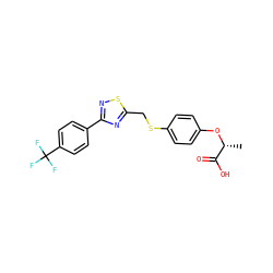 C[C@@H](Oc1ccc(SCc2nc(-c3ccc(C(F)(F)F)cc3)ns2)cc1)C(=O)O ZINC000029059179