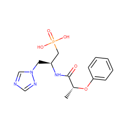 C[C@@H](Oc1ccccc1)C(=O)N[C@@H](Cn1cncn1)CP(=O)(O)O ZINC000026172982