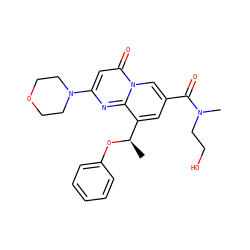 C[C@@H](Oc1ccccc1)c1cc(C(=O)N(C)CCO)cn2c(=O)cc(N3CCOCC3)nc12 ZINC000299826829