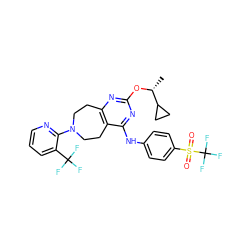 C[C@@H](Oc1nc2c(c(Nc3ccc(S(=O)(=O)C(F)(F)F)cc3)n1)CCN(c1ncccc1C(F)(F)F)CC2)C1CC1 ZINC000147422667