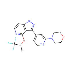 C[C@@H](Oc1nccc2[nH]nc(-c3ccnc(N4CCOCC4)c3)c12)C(F)(F)F ZINC000146839874