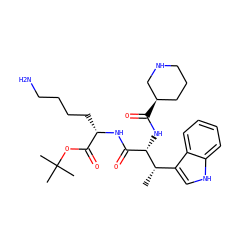 C[C@@H](c1c[nH]c2ccccc12)[C@@H](NC(=O)[C@@H]1CCCNC1)C(=O)N[C@@H](CCCCN)C(=O)OC(C)(C)C ZINC000027414358