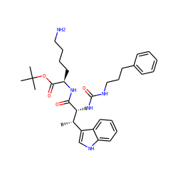 C[C@@H](c1c[nH]c2ccccc12)[C@@H](NC(=O)NCCCc1ccccc1)C(=O)N[C@H](CCCCN)C(=O)OC(C)(C)C ZINC000027554814