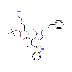 C[C@@H](c1c[nH]c2ccccc12)[C@H](C(=O)N[C@H](CCCCN)C(=O)OC(C)(C)C)N1CCN(CCCc2ccccc2)C1=O ZINC000027554866