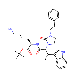 C[C@@H](c1c[nH]c2ccccc12)[C@H](C(=O)N[C@H](CCCCN)C(=O)OC(C)(C)C)N1CCN(CCc2ccccc2)C1=O ZINC000027556680