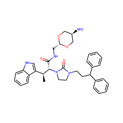 C[C@@H](c1c[nH]c2ccccc12)[C@H](C(=O)NC[C@H]1OC[C@H](N)CO1)N1CCN(CCC(c2ccccc2)c2ccccc2)C1=O ZINC000253637042