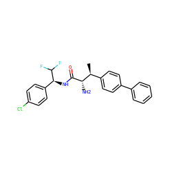 C[C@@H](c1ccc(-c2ccccc2)cc1)[C@H](N)C(=O)N[C@@H](c1ccc(Cl)cc1)C(F)F ZINC000073223138