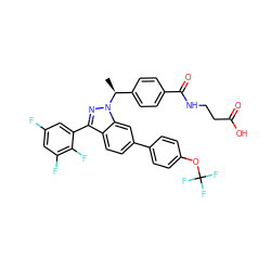 C[C@@H](c1ccc(C(=O)NCCC(=O)O)cc1)n1nc(-c2cc(F)cc(F)c2F)c2ccc(-c3ccc(OC(F)(F)F)cc3)cc21 ZINC000473083264