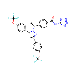 C[C@@H](c1ccc(C(=O)Nc2nnn[nH]2)cc1)n1nc(-c2ccc(OC(F)(F)F)cc2)cc1-c1ccc(OC(F)(F)F)cc1 ZINC000066058903