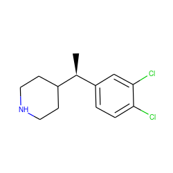 C[C@@H](c1ccc(Cl)c(Cl)c1)C1CCNCC1 ZINC000096914816