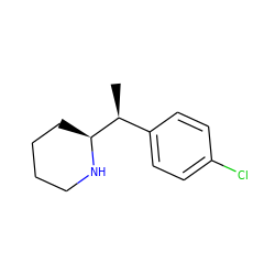 C[C@@H](c1ccc(Cl)cc1)[C@@H]1CCCCN1 ZINC000035090364