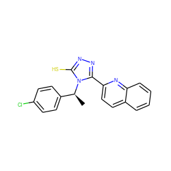 C[C@@H](c1ccc(Cl)cc1)n1c(S)nnc1-c1ccc2ccccc2n1 ZINC000005897657