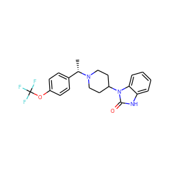 C[C@@H](c1ccc(OC(F)(F)F)cc1)N1CCC(n2c(=O)[nH]c3ccccc32)CC1 ZINC000064139583