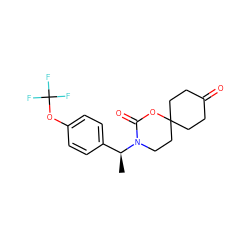 C[C@@H](c1ccc(OC(F)(F)F)cc1)N1CCC2(CCC(=O)CC2)OC1=O ZINC000146330926