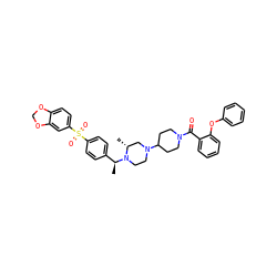 C[C@@H](c1ccc(S(=O)(=O)c2ccc3c(c2)OCO3)cc1)N1CCN(C2CCN(C(=O)c3ccccc3Oc3ccccc3)CC2)C[C@H]1C ZINC000027891901