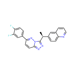 C[C@@H](c1ccc2ncccc2c1)c1nnc2ccc(-c3ccc(F)c(F)c3)nn12 ZINC000096284612