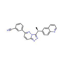 C[C@@H](c1ccc2ncccc2c1)c1nnc2ccc(-c3cccc(C#N)c3)nn12 ZINC000096284615