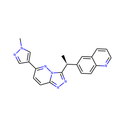 C[C@@H](c1ccc2ncccc2c1)c1nnc2ccc(-c3cnn(C)c3)nn12 ZINC000043176957