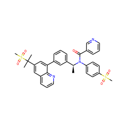 C[C@@H](c1cccc(-c2cc(C(C)(C)S(C)(=O)=O)cc3cccnc23)c1)N(C(=O)c1cccnc1)c1ccc(S(C)(=O)=O)cc1 ZINC000036268786