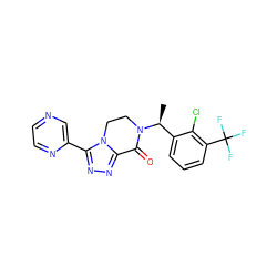 C[C@@H](c1cccc(C(F)(F)F)c1Cl)N1CCn2c(nnc2-c2cnccn2)C1=O ZINC000219145608