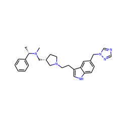 C[C@@H](c1ccccc1)N(C)C[C@@H]1CCN(CCc2c[nH]c3ccc(Cn4cncn4)cc23)C1 ZINC000013794115