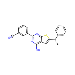 C[C@@H](c1ccccc1)c1cc2c(N)nc(-c3cccc(C#N)c3)nc2s1 ZINC000096907784