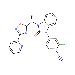 C[C@@H](c1nc(-c2ccccn2)no1)n1c(=O)n(-c2ccc(C#N)c(Cl)c2)c2ccccc21 ZINC000084603948