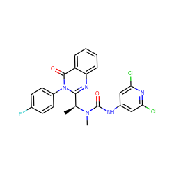 C[C@@H](c1nc2ccccc2c(=O)n1-c1ccc(F)cc1)N(C)C(=O)Nc1cc(Cl)nc(Cl)c1 ZINC000038227829