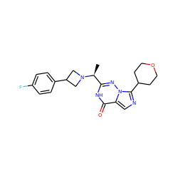 C[C@@H](c1nn2c(C3CCOCC3)ncc2c(=O)[nH]1)N1CC(c2ccc(F)cc2)C1 ZINC000205448472