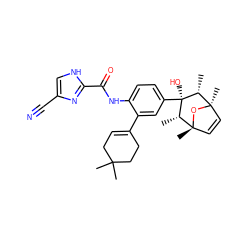 C[C@@H]1[C@@]2(C)C=C[C@@](C)(O2)[C@H](C)[C@@]1(O)c1ccc(NC(=O)c2nc(C#N)c[nH]2)c(C2=CCC(C)(C)CC2)c1 ZINC000100619498