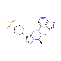 C[C@@H]1[C@@H](C)n2ncc(C3CCN(S(C)(=O)=O)CC3)c2CN1c1ccnc2[nH]ccc12 ZINC000299821097