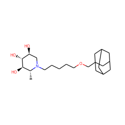 C[C@@H]1[C@@H](O)[C@H](O)[C@@H](O)CN1CCCCCOCC12CC3CC(CC(C3)C1)C2 ZINC000084618210