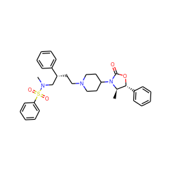 C[C@@H]1[C@@H](c2ccccc2)OC(=O)N1C1CCN(CC[C@H](CN(C)S(=O)(=O)c2ccccc2)c2ccccc2)CC1 ZINC000028133645