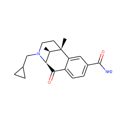 C[C@@H]1[C@H]2C(=O)c3ccc(C(N)=O)cc3[C@@]1(C)CCN2CC1CC1 ZINC000169292743