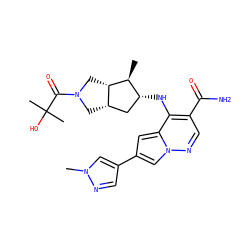 C[C@@H]1[C@H]2CN(C(=O)C(C)(C)O)C[C@H]2C[C@H]1Nc1c(C(N)=O)cnn2cc(-c3cnn(C)c3)cc12 ZINC000261189948